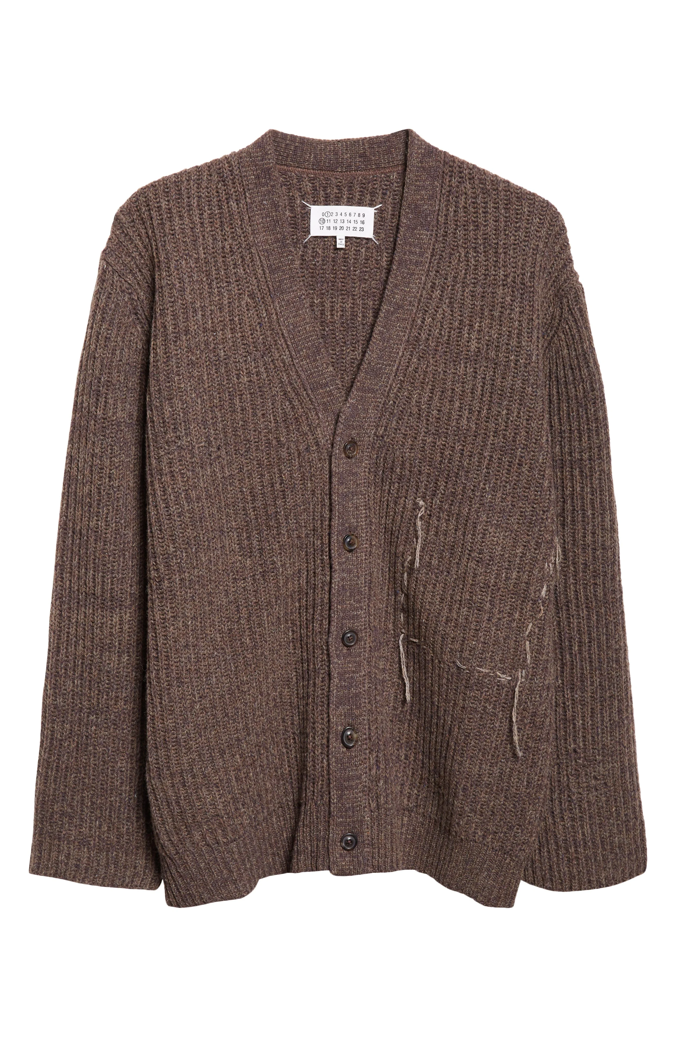 Maison Margiela Virgin Wool Blend Cardigan in Brown at Nordstrom - 1