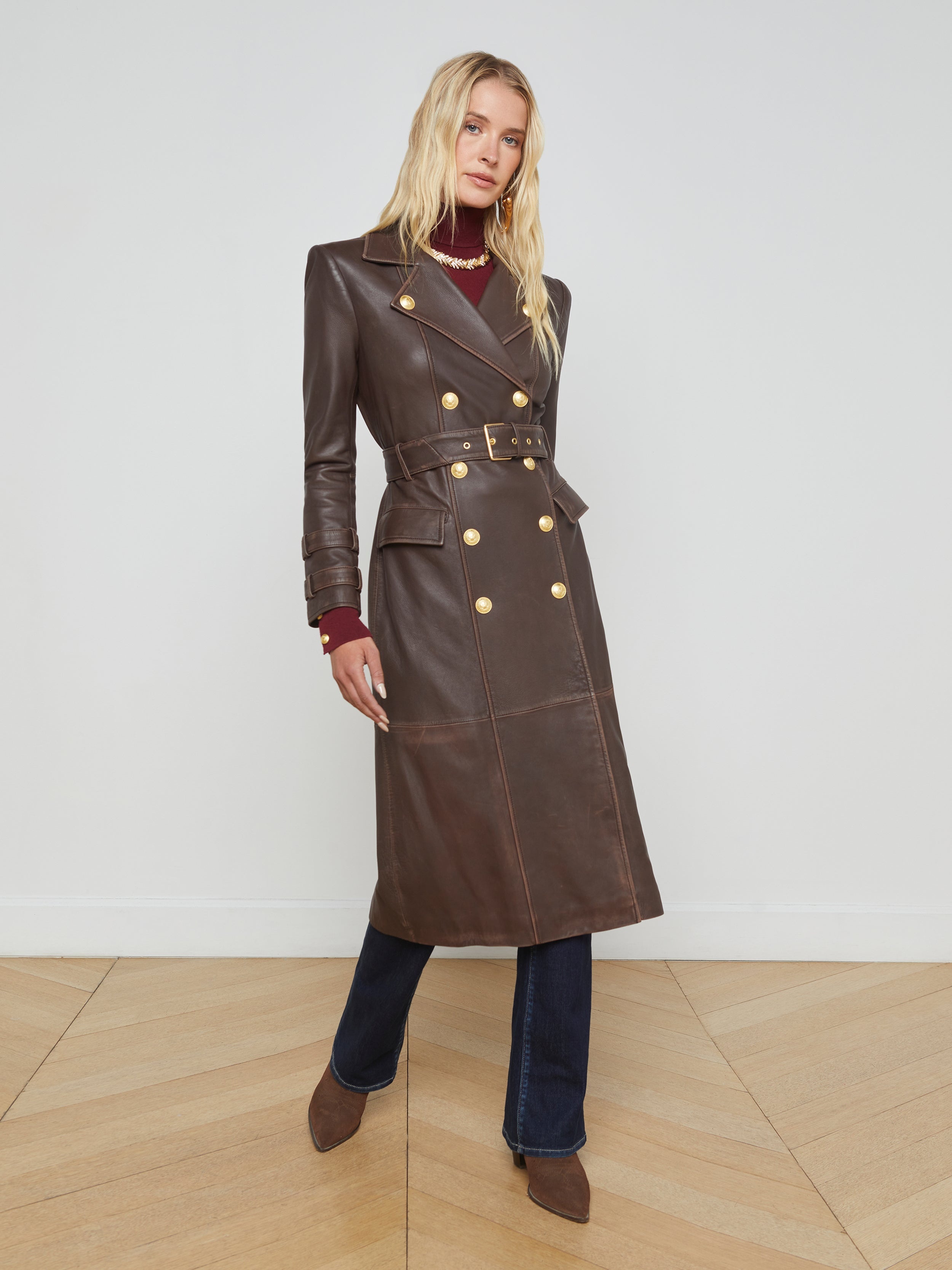 Celina Leather Trench Coat - 4