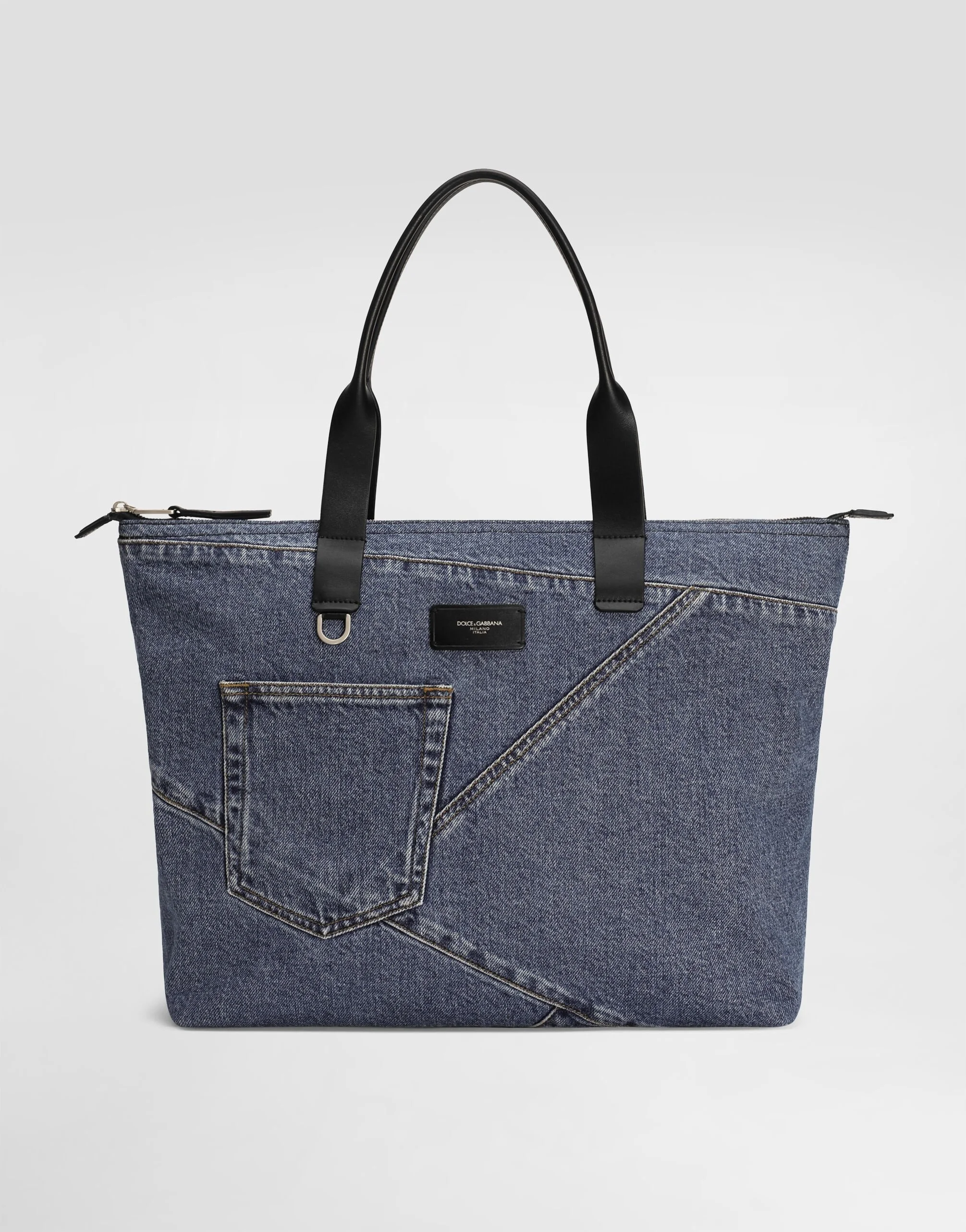 Medium shopper in patchwork denim - 1