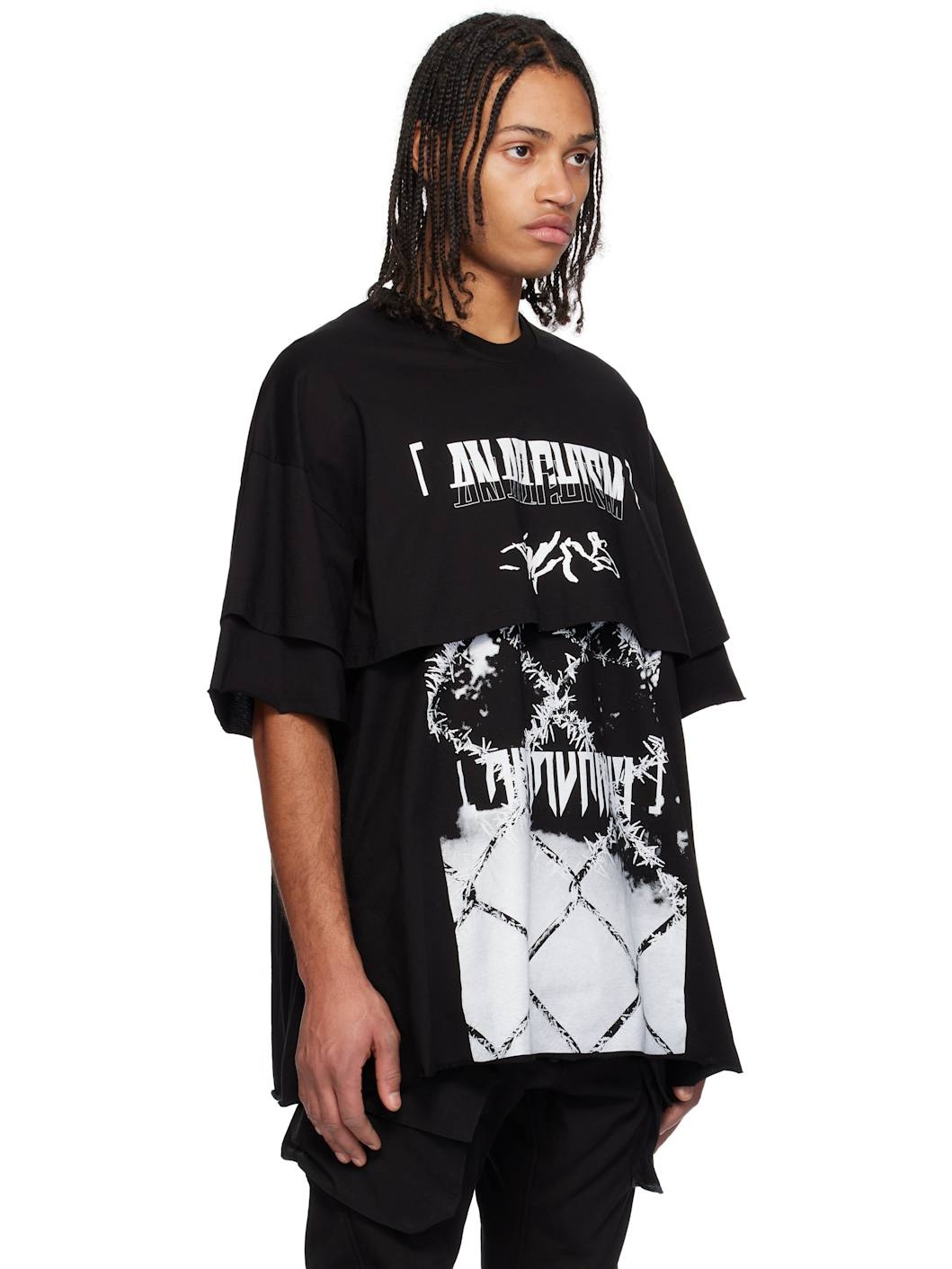 Black Ana-Cropped Double JD T-shirt - 2