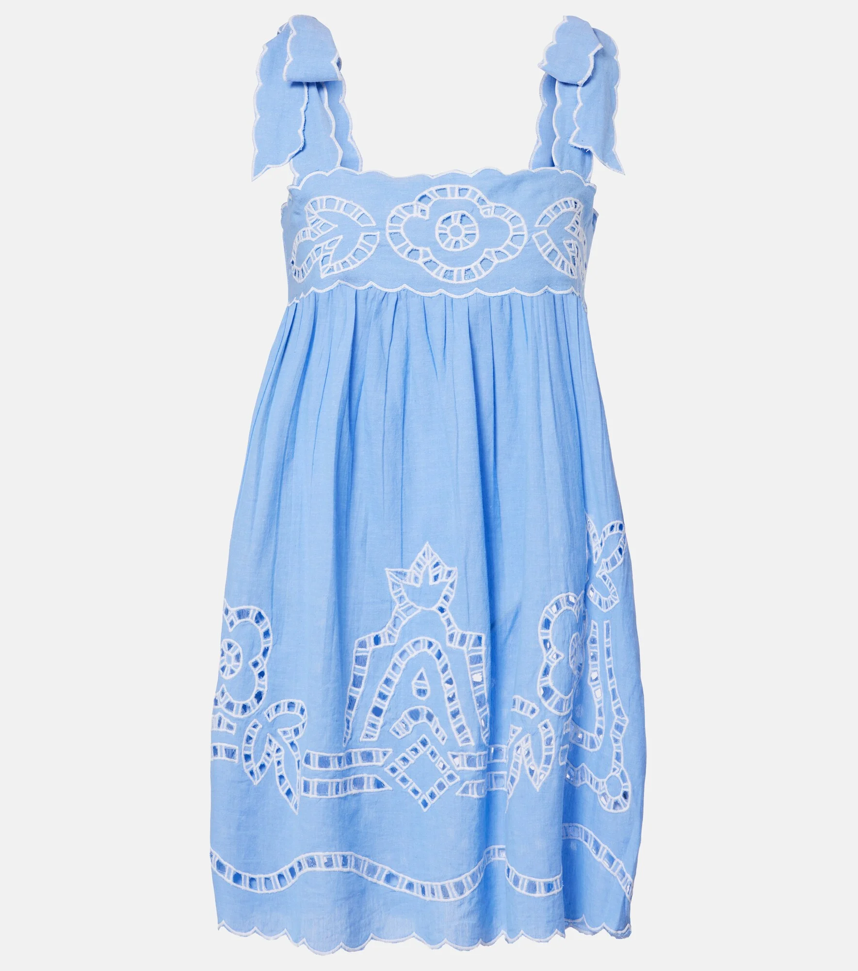 Broderie anglaise scalloped cotton minidress - 1