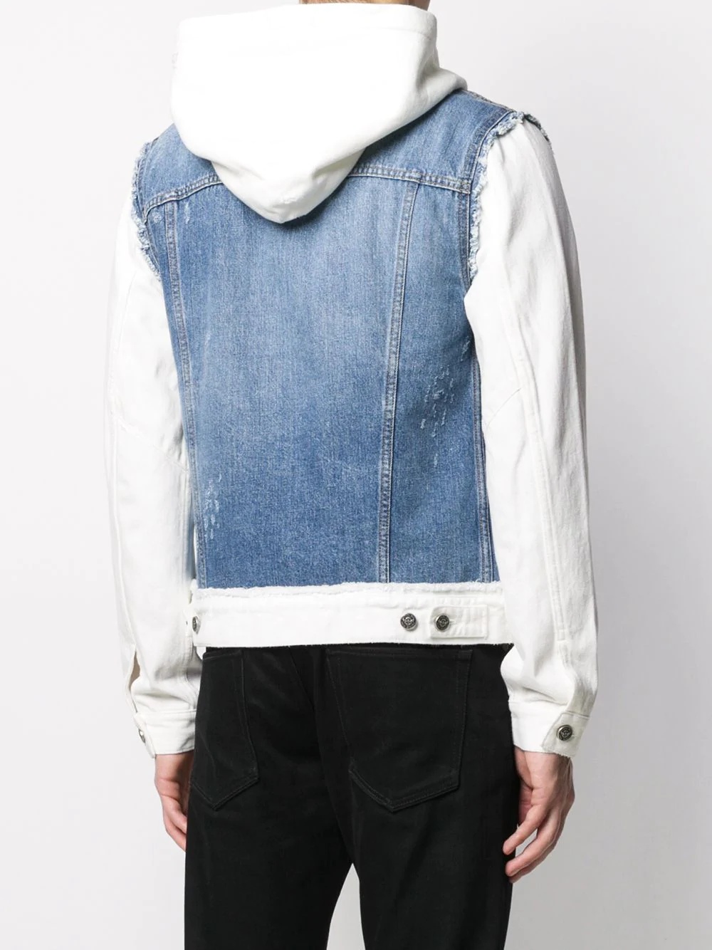 hooded two-tone denim jacket - 4