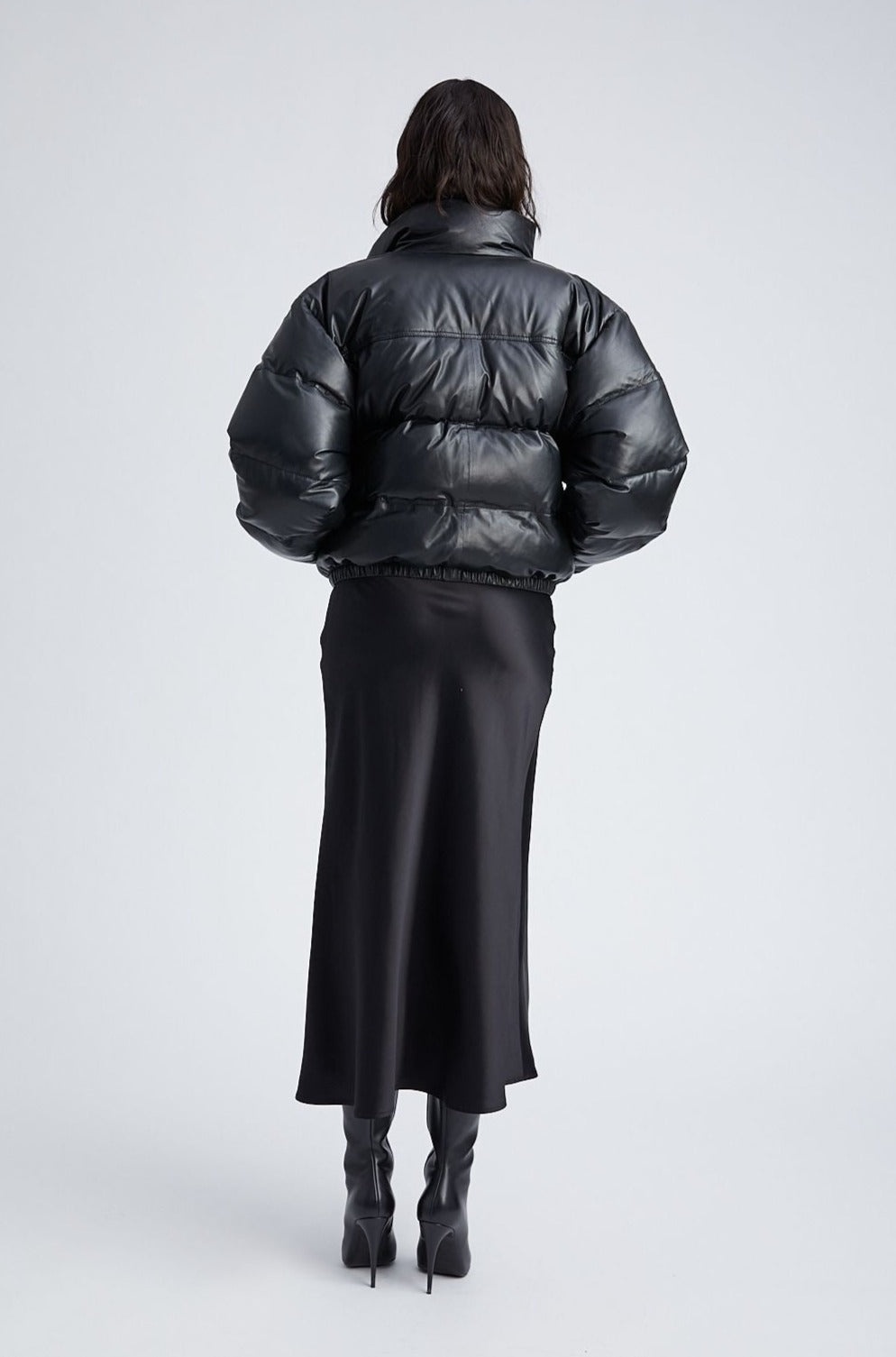BLACK LEATHER PUFFER - 8