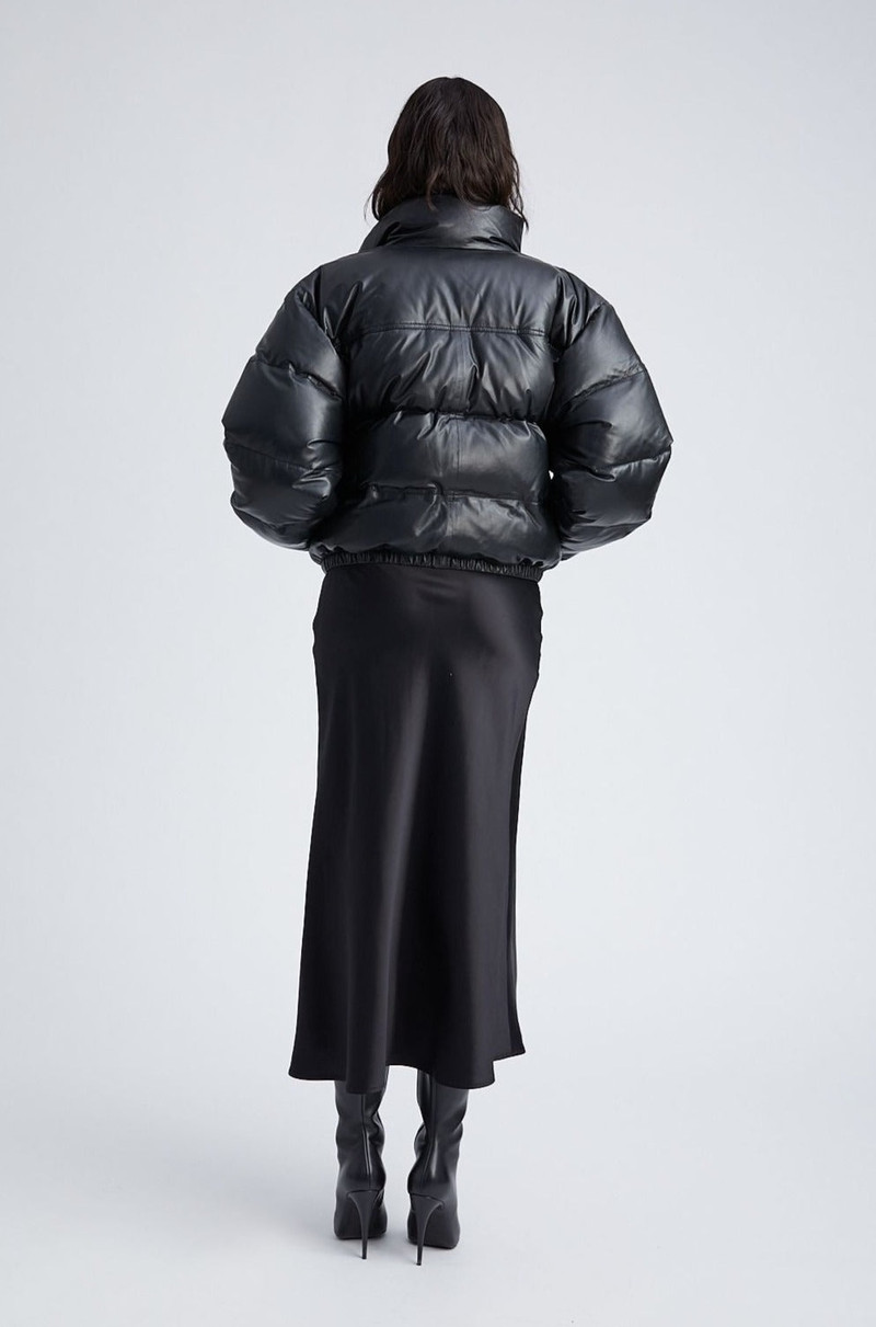 BLACK LEATHER PUFFER 8