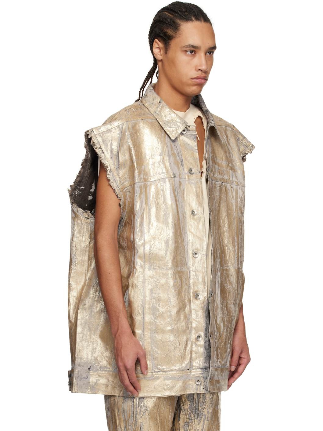 Gold Hollywood Jumbo Worker Denim Vest - 2