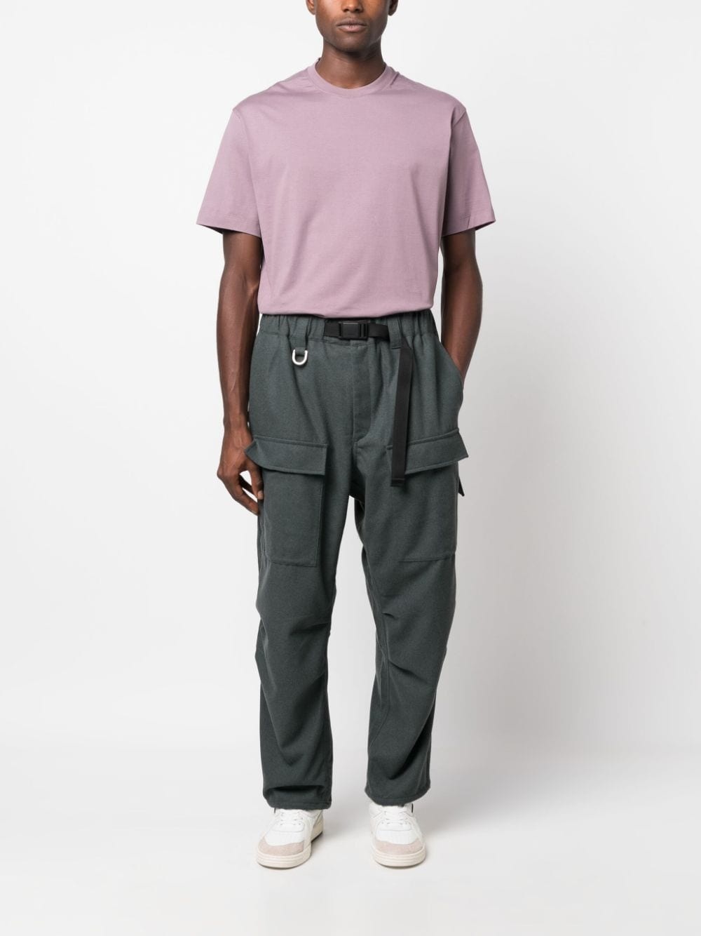 belted-waist straight-leg trousers - 2