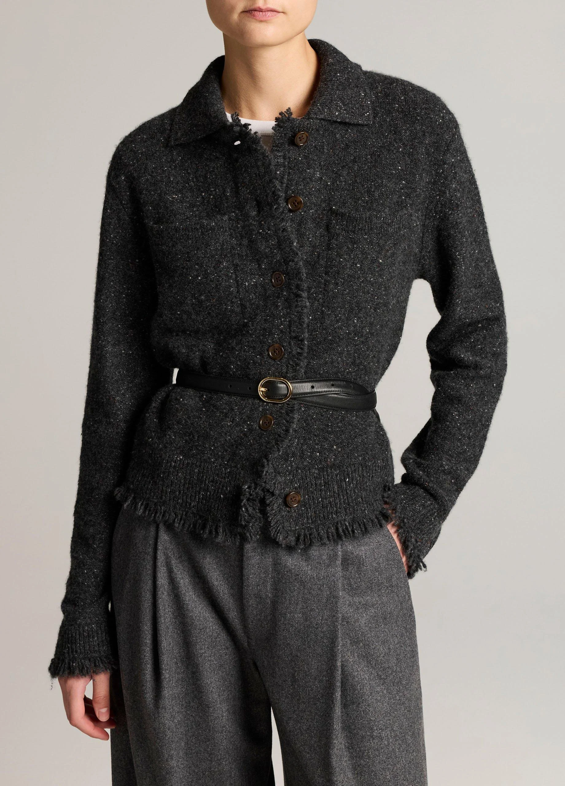 Donegal Plush Cashmere Shrunken Cardigan - 1