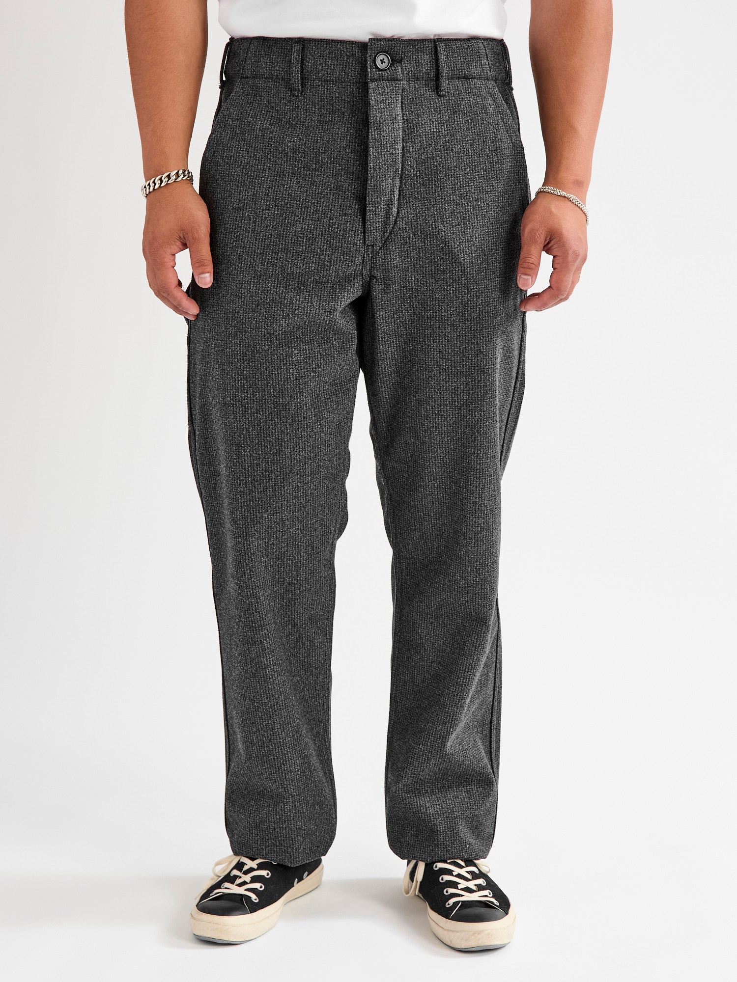 French Work Pants in Charcoal Houndstooth - 2