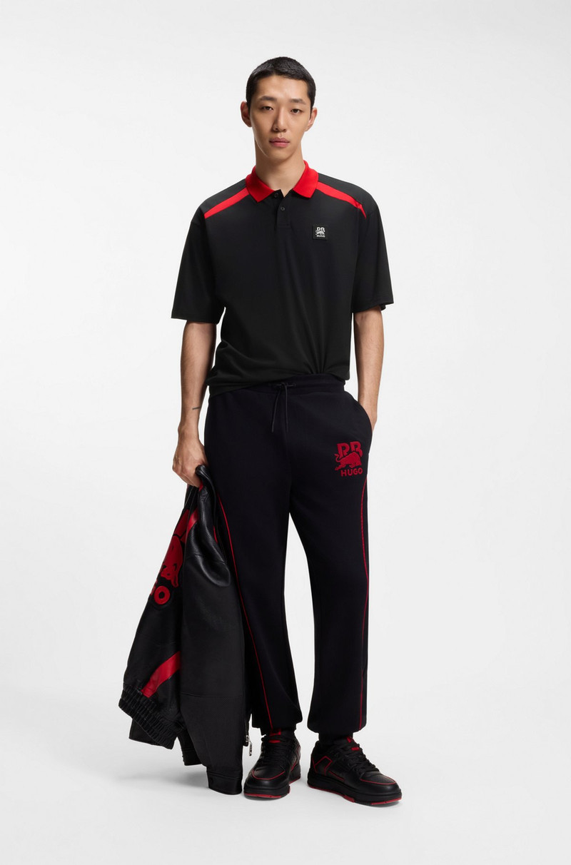 HUGO HUGO X RB STRETCH-COTTON POLO SHIRT WITH BULL MOTIF outlook