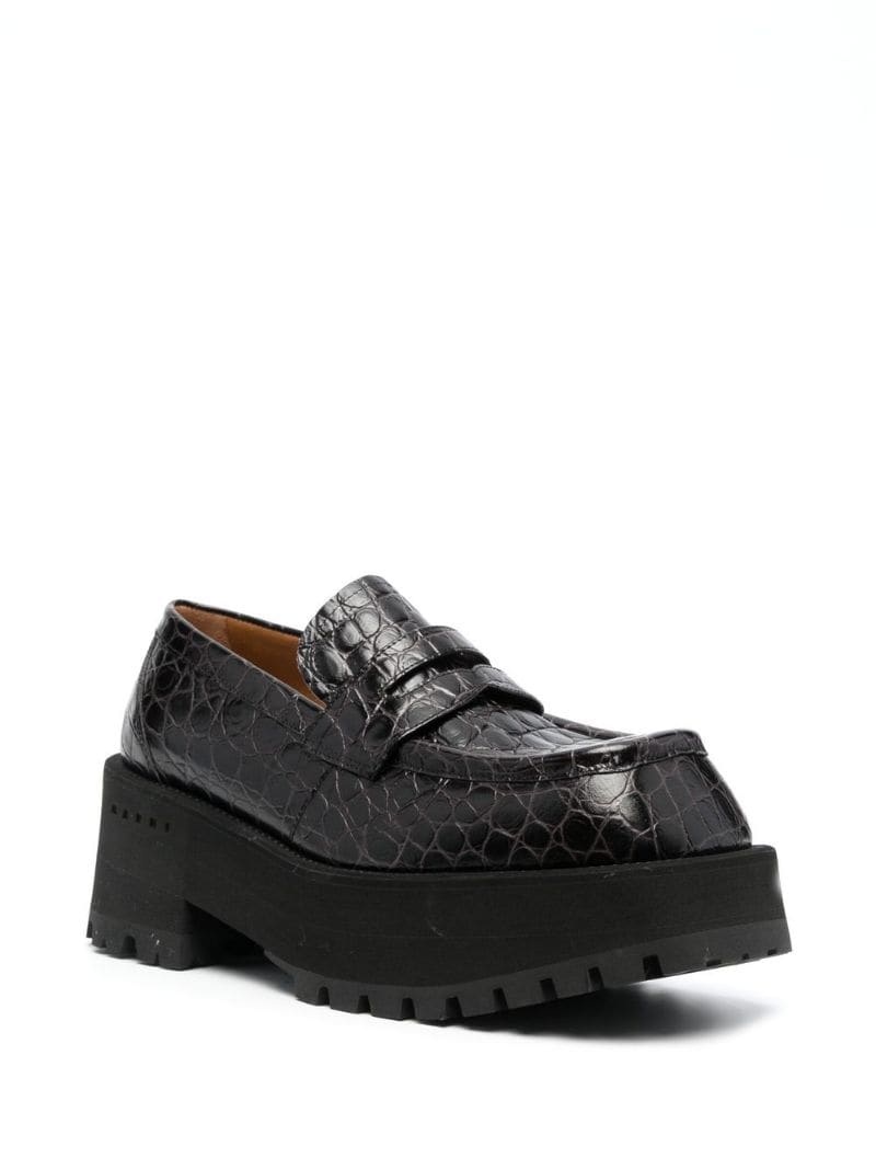 croco-embossed brogue shoes - 2