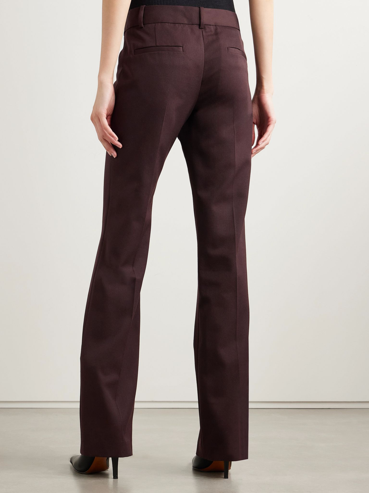 Ivan wool-twill straight-leg pants Merlot - 4