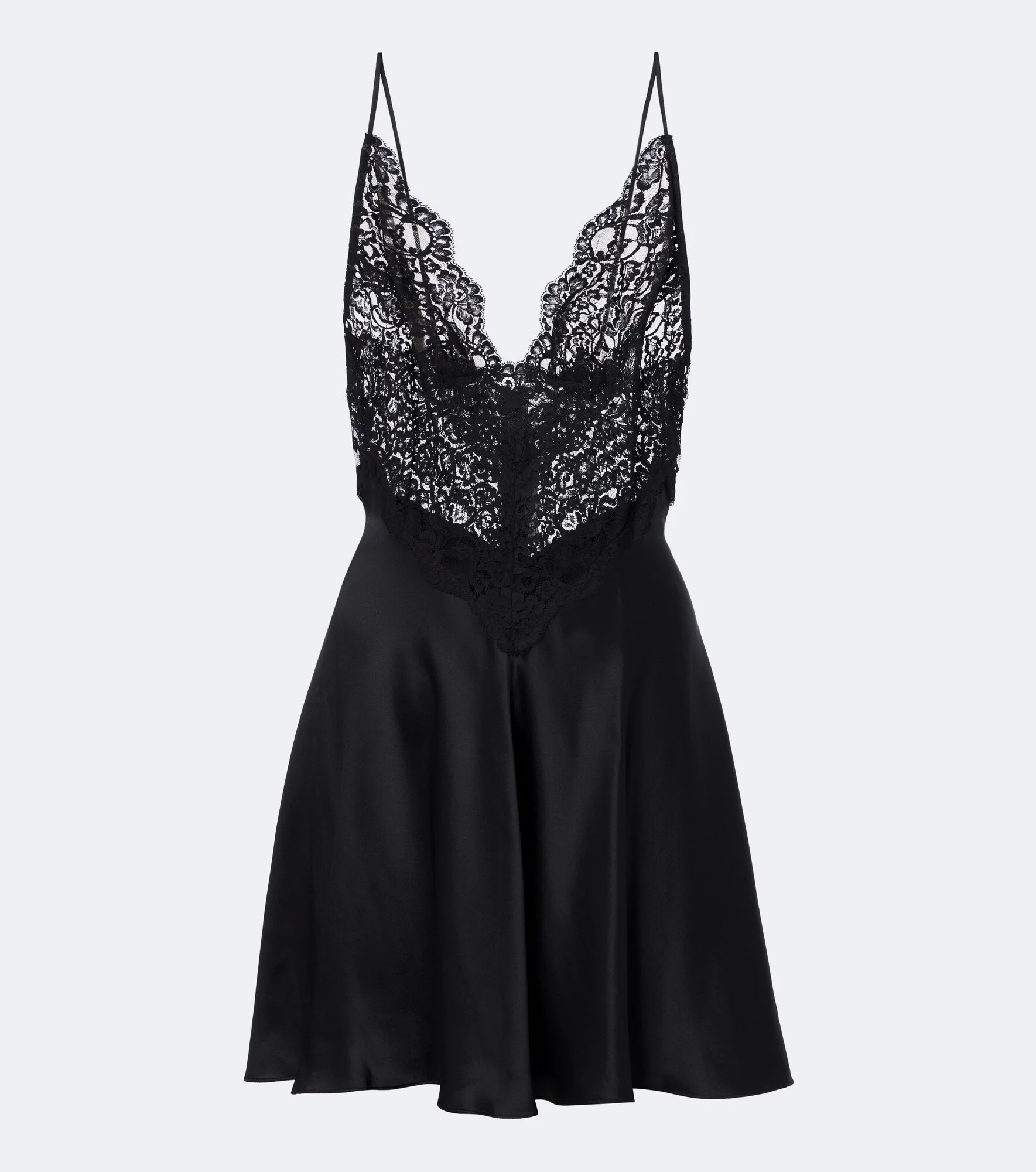 Lace and silk satin minidress - 1