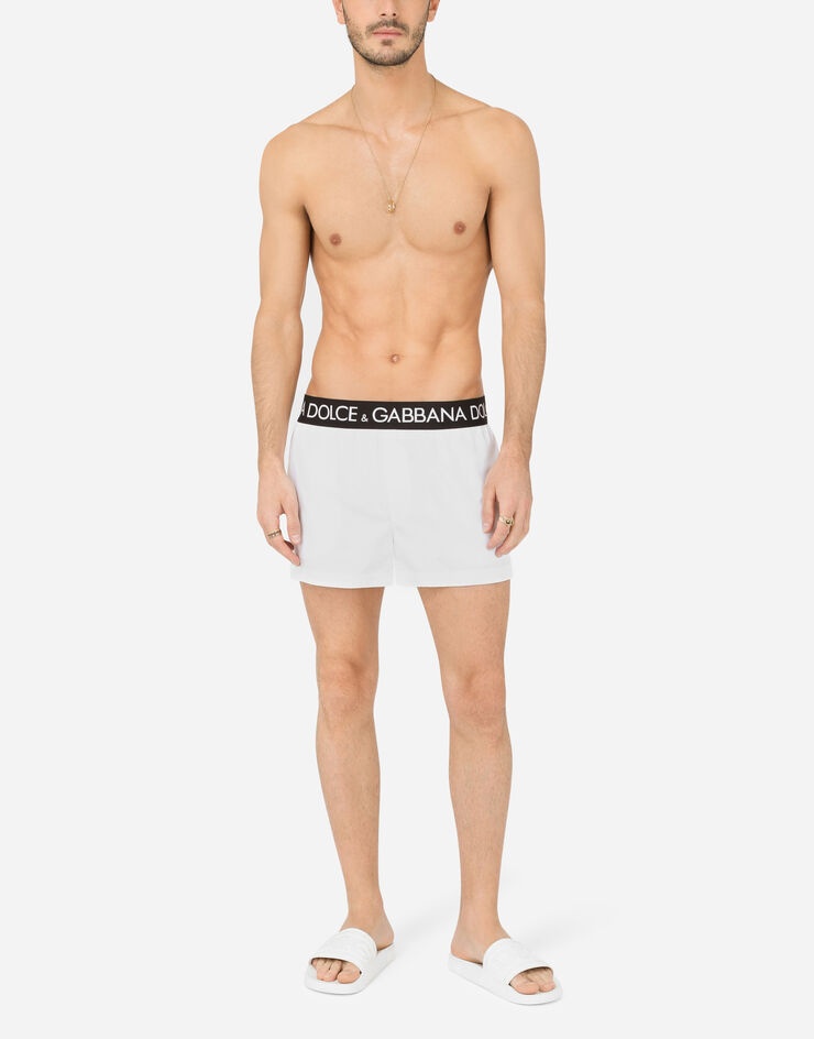 Short swim trunks with branded stretch waistband - 2