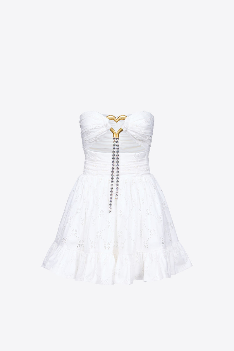 BRODERIE ANGLAISE HEART DRAPED MINI DRESS - 1
