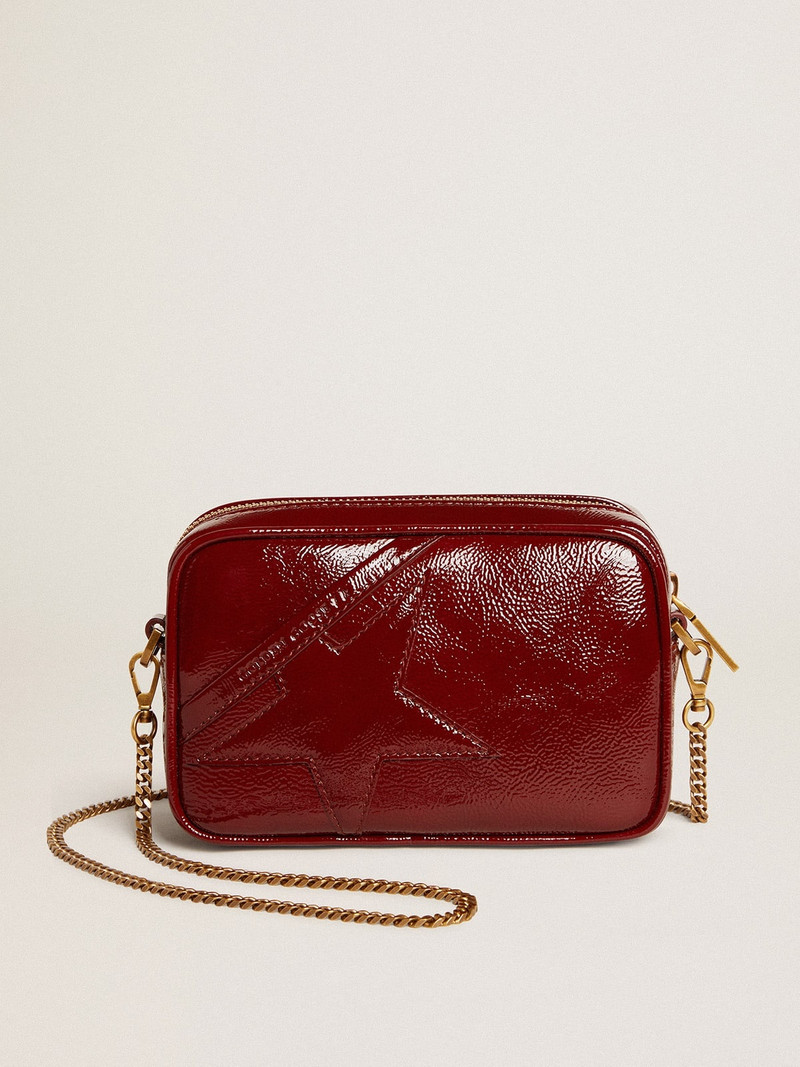 Mini Star Bag in burgundy patent leather with tone-on-tone star - 1