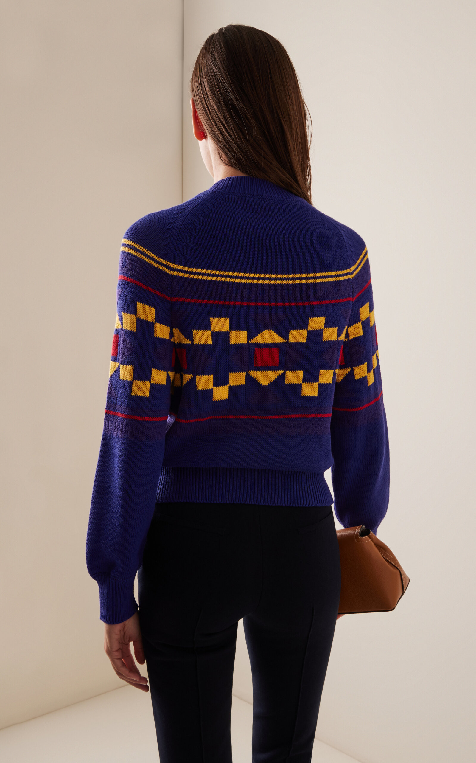 Lara Fair Isle Knit Cotton Sweater navy - 4