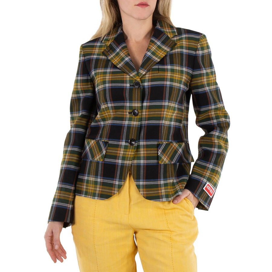 Kenzo Plaid Front Pocket Fitted Blazer - 3
