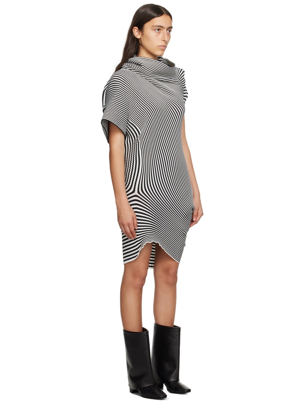 Black & White Counterpoint Minidress - 2