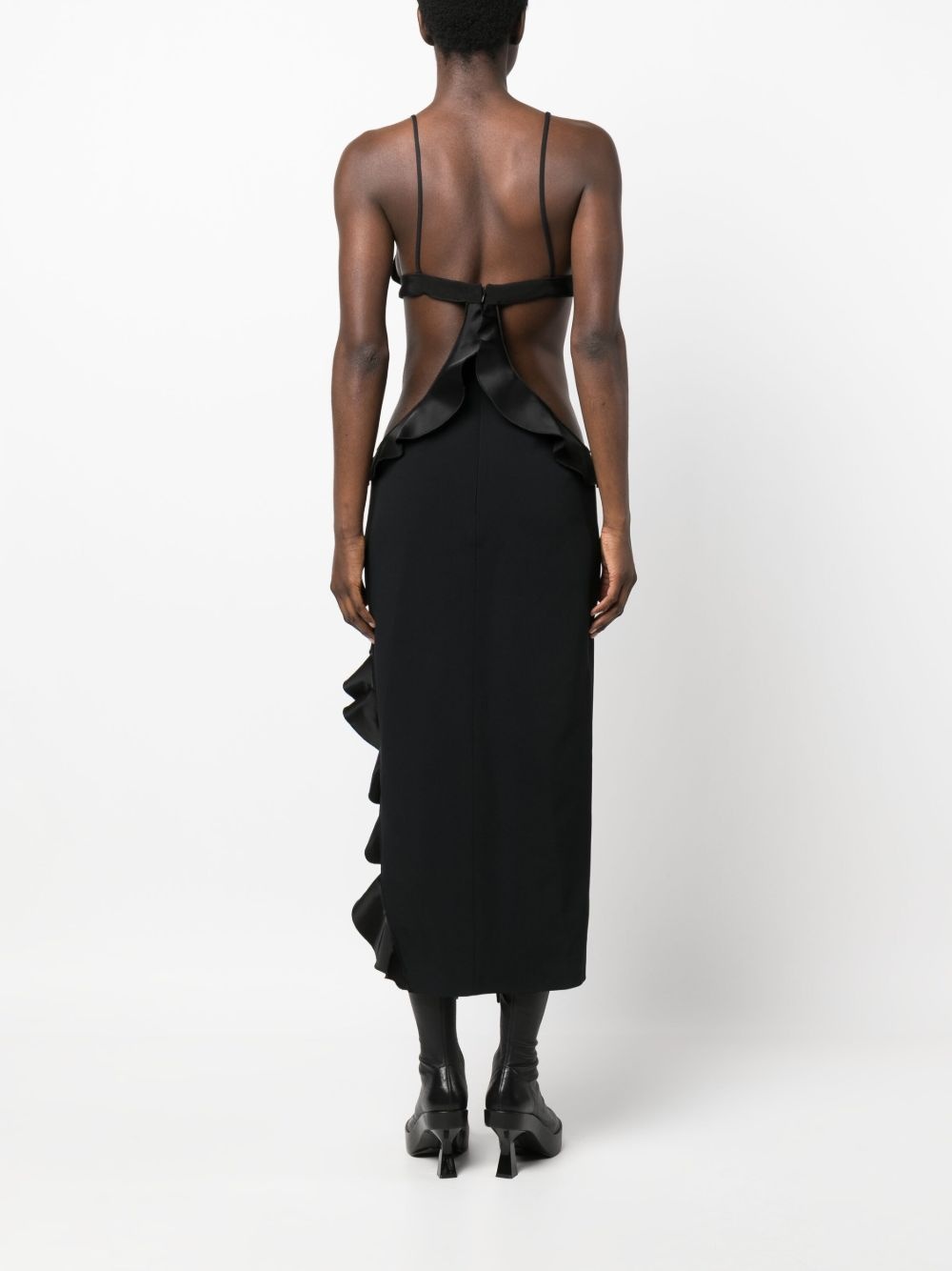asymmetric ruffle-trim dress - 4