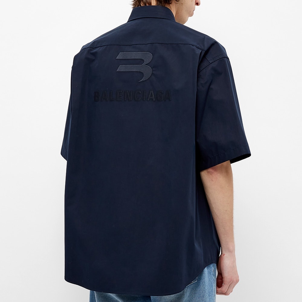 Balenciaga Short Sleeve New Logo Button Down Shirt - 6