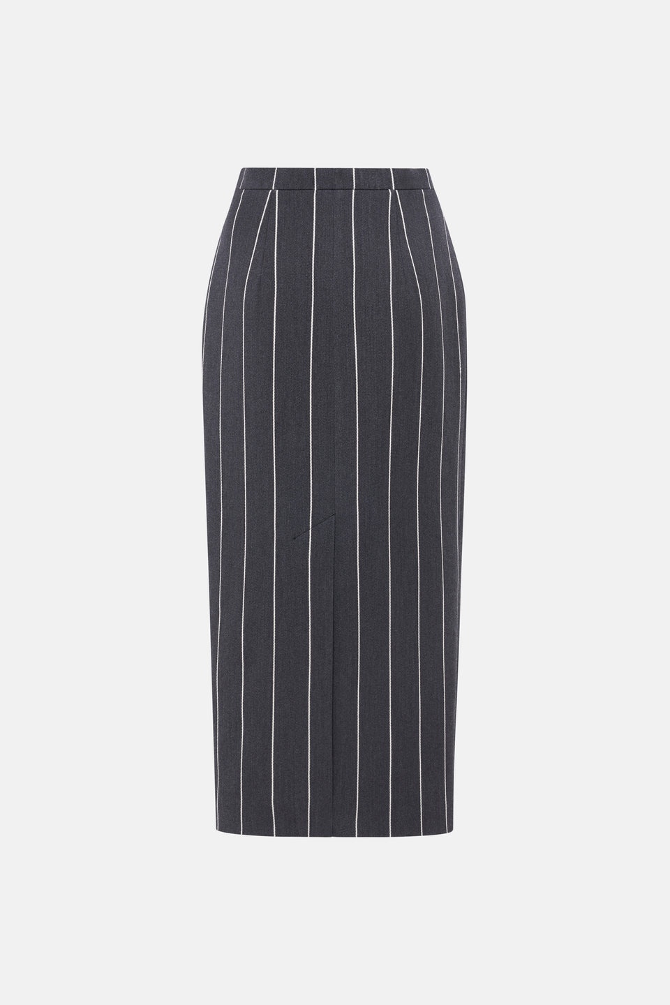 LIGHT WOOL PINSTRIPE MIDI SKIRT - 2