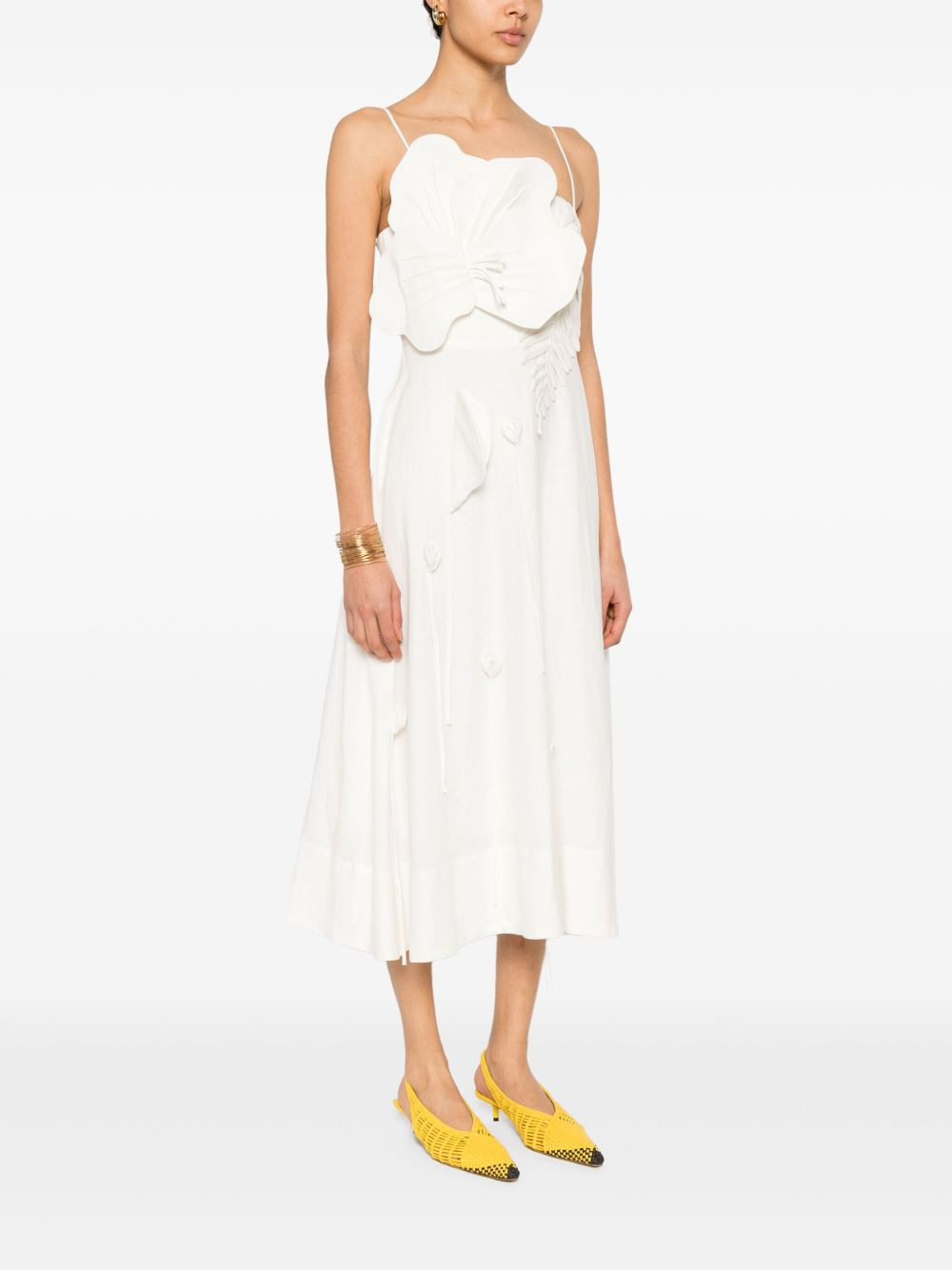 floral-appliqué midi dress - 3