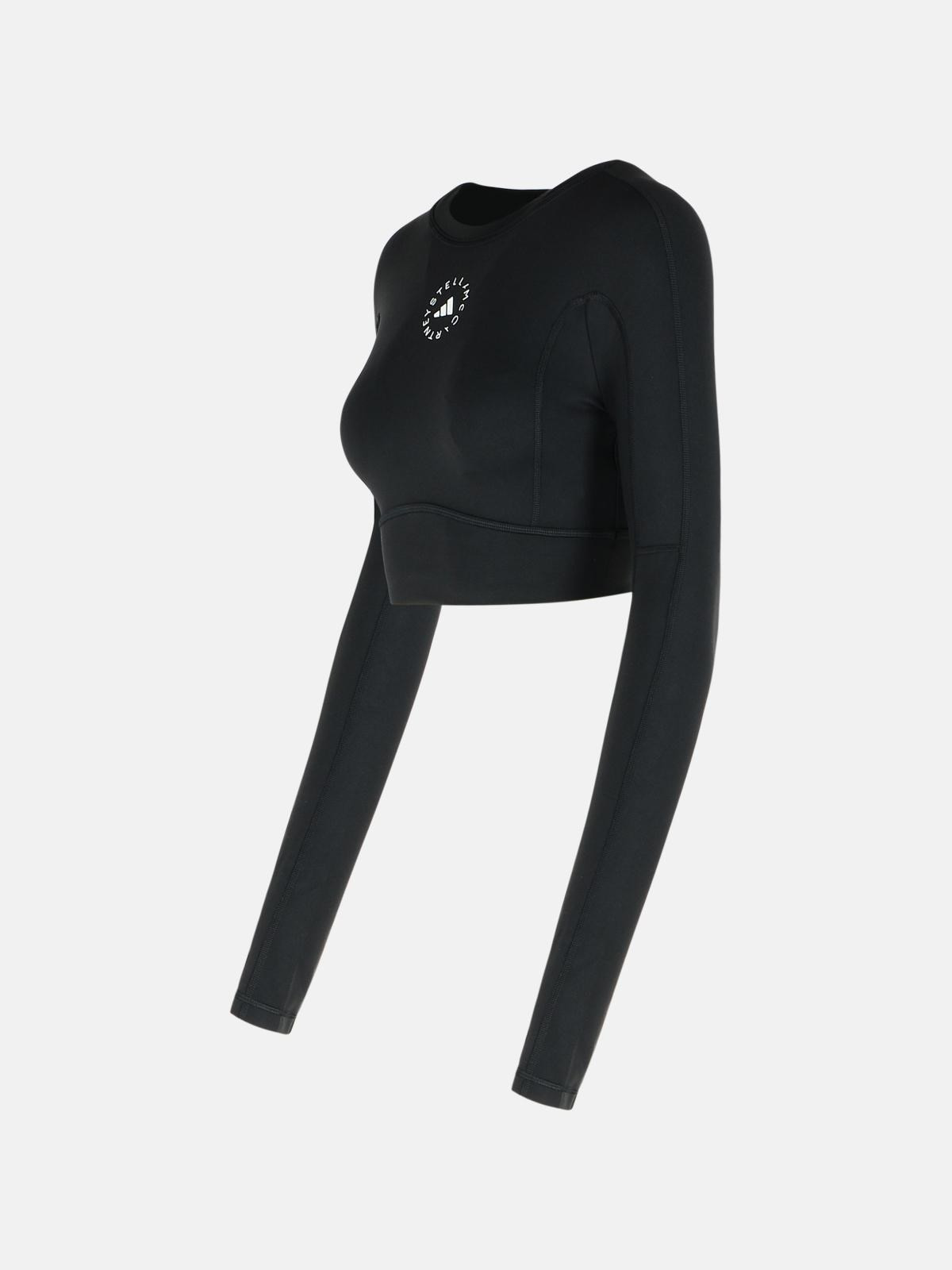 'YOGA' BLACK POLYAMIDE BLEND TOP - 2
