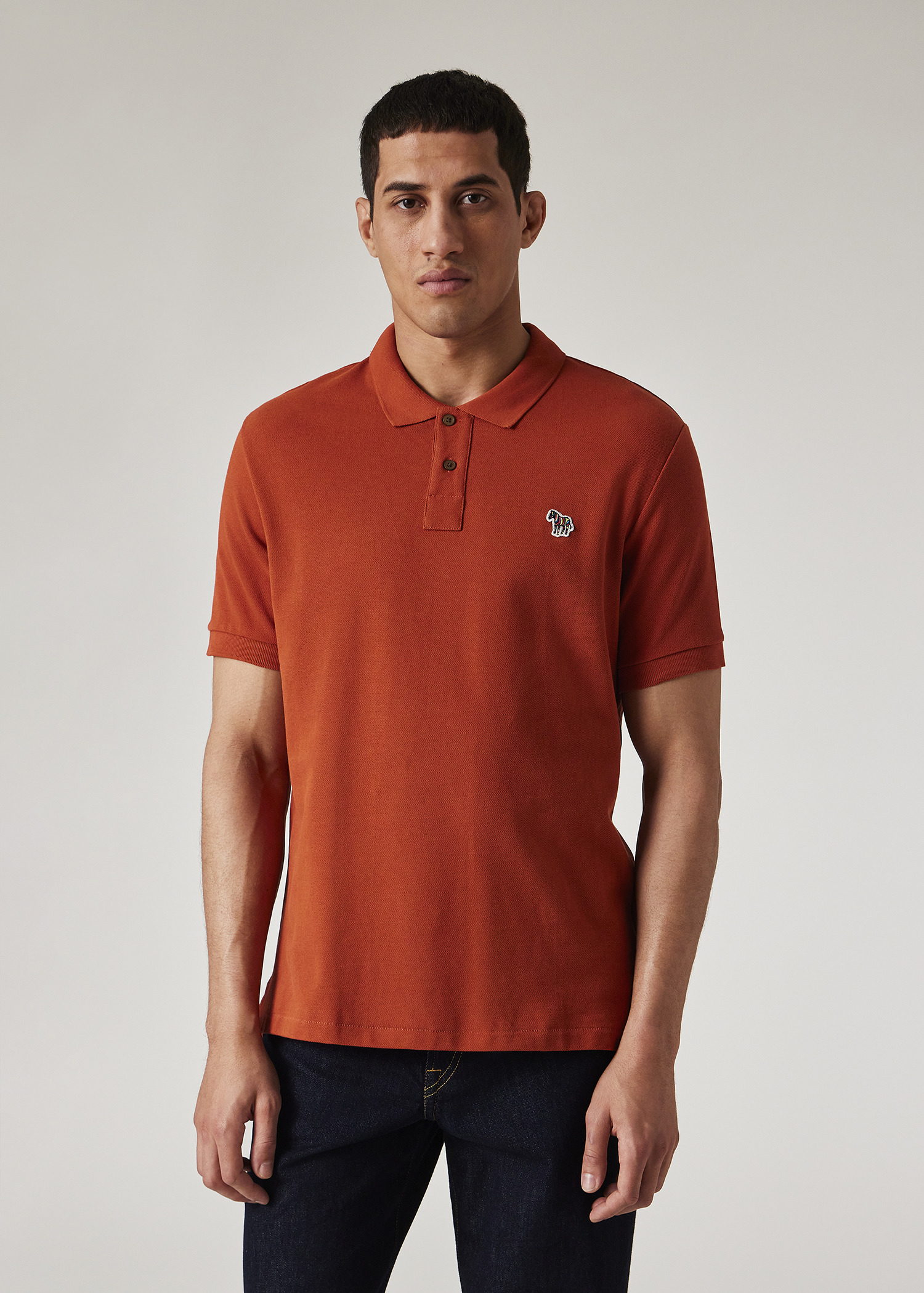 Rust Organic Cotton Zebra Polo Shirt - 4