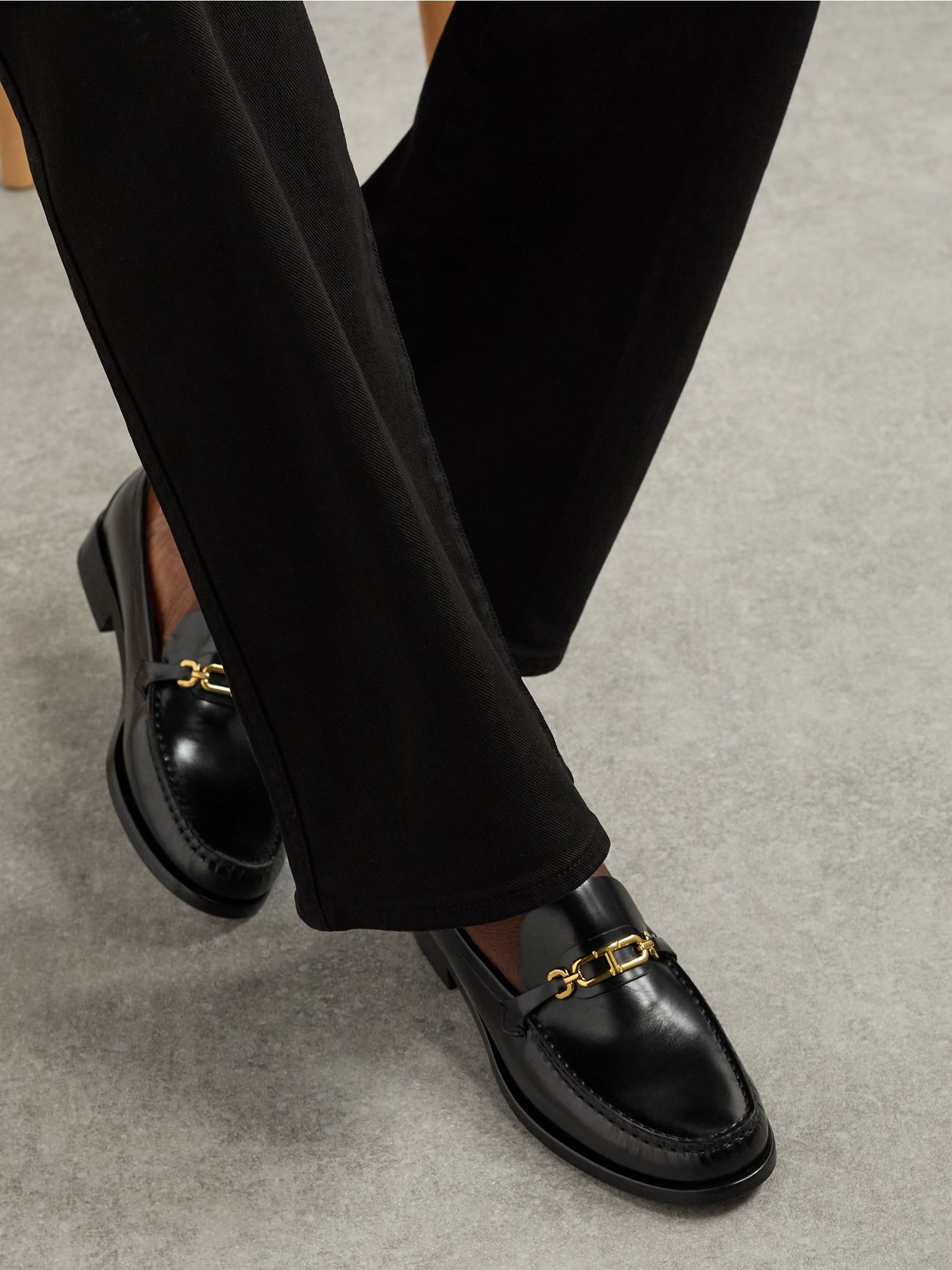 Embellished leather loafers Black - 2