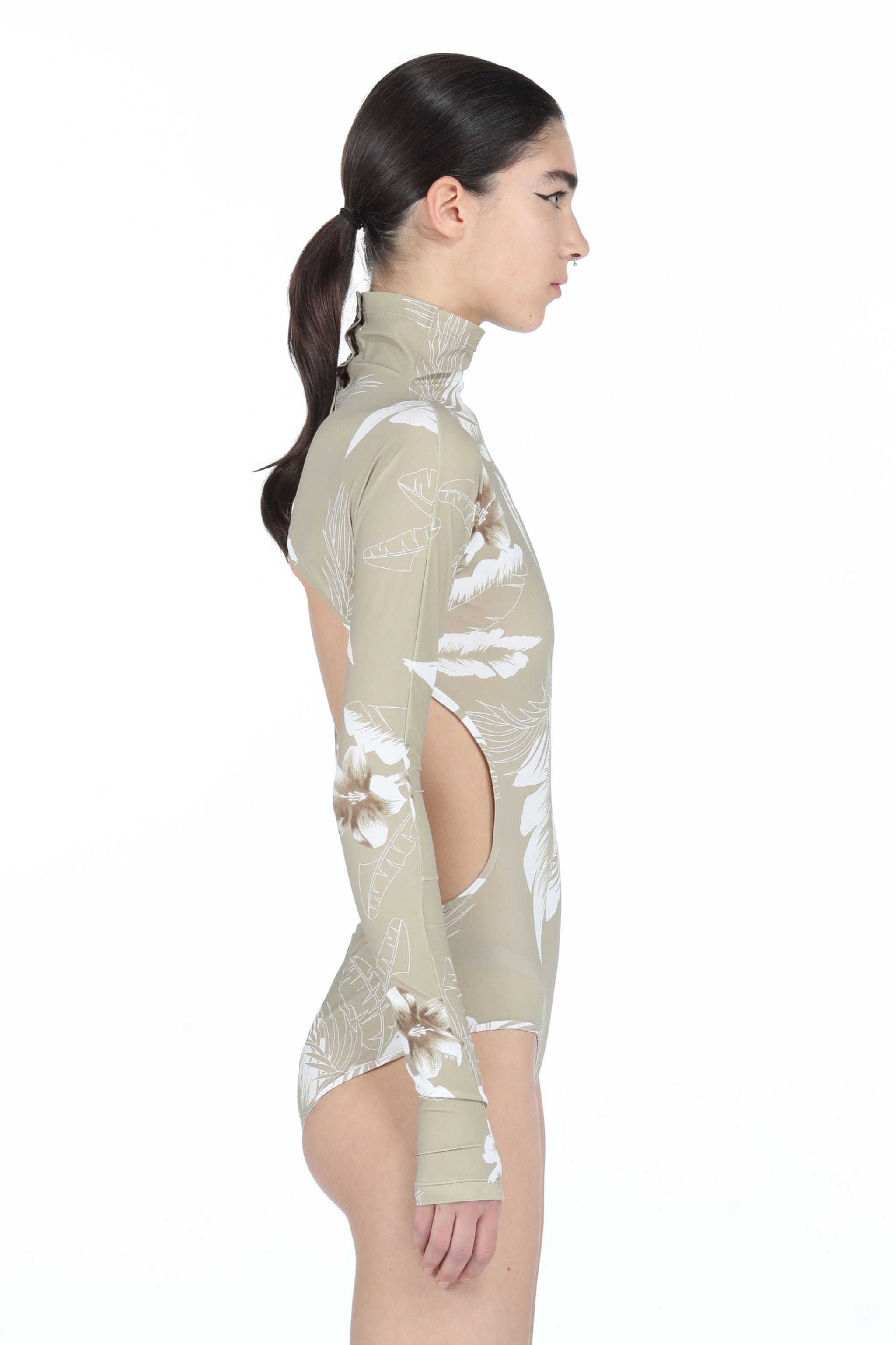 FLORAL-PRINT BACKLESS BODYSUIT - 3