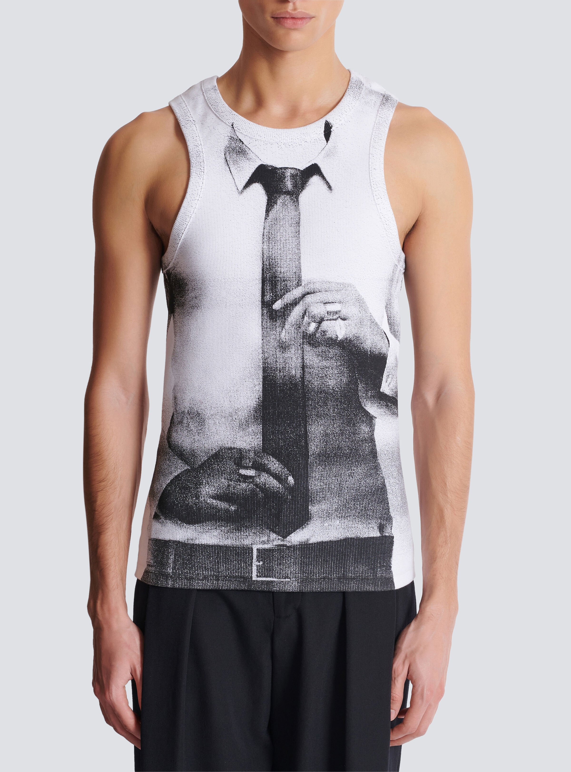 Ribbed tank top with Tie print - 5