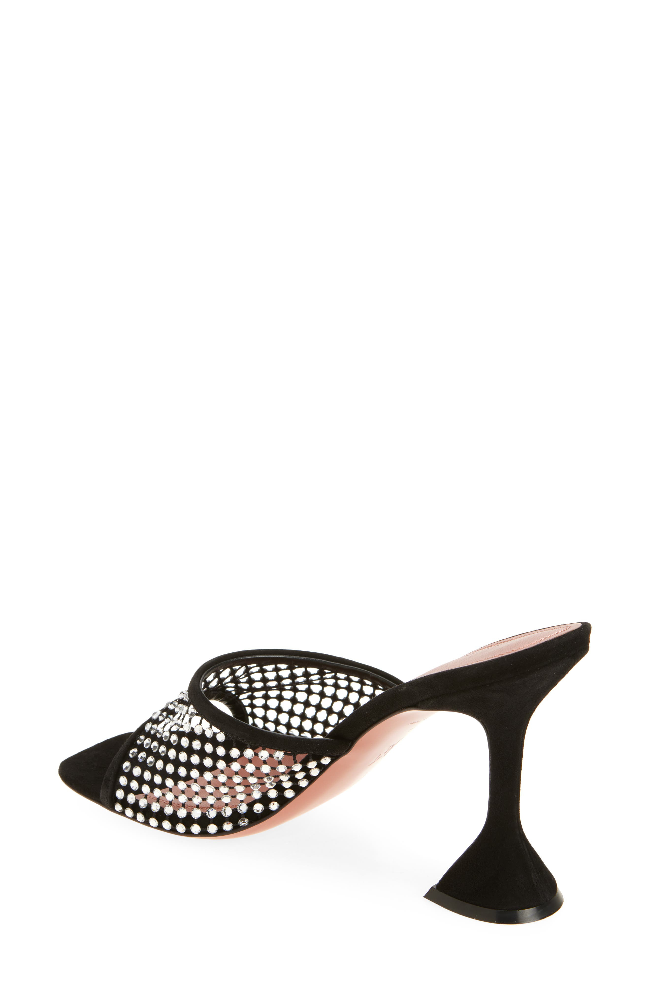 Amina Muaddi Lupita Crystal Slide Sandal in Suede Black/White Crystal at Nordstrom - 2