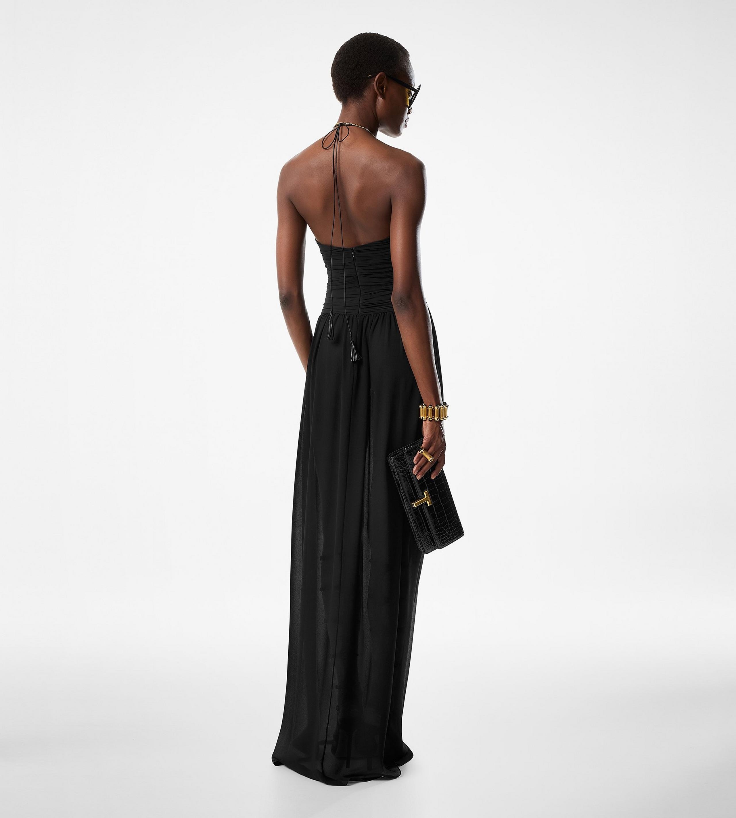 EVENING DRESS WITH DRAWSTRINGS AND CUT OUT DETAILS - 3