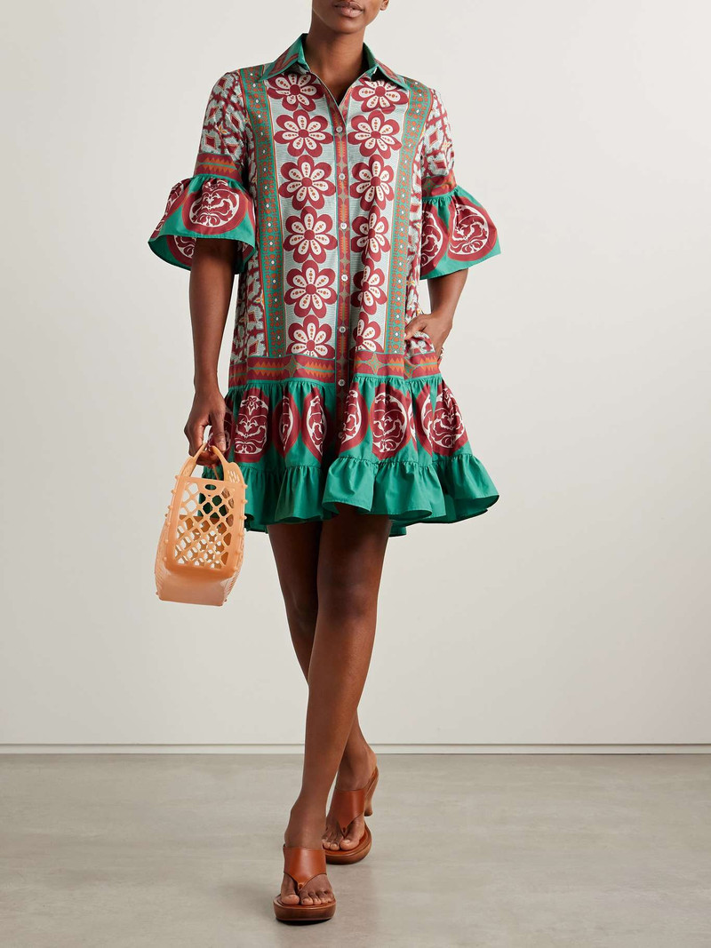 La DoubleJ Choux floral-print cotton-poplin mini shirt dress Multi outlook