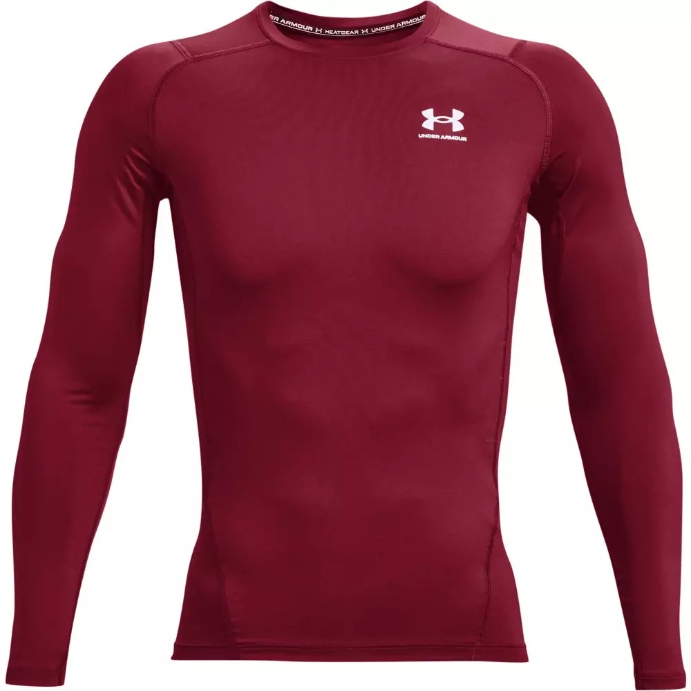 Men's HeatGear Armour Long Sleeve Shirt - Red/White - 4