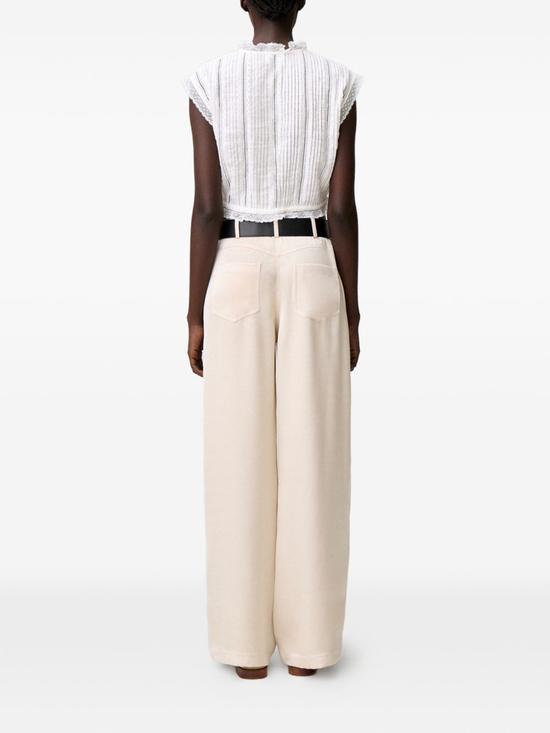 lace-trim pleated shirt 4