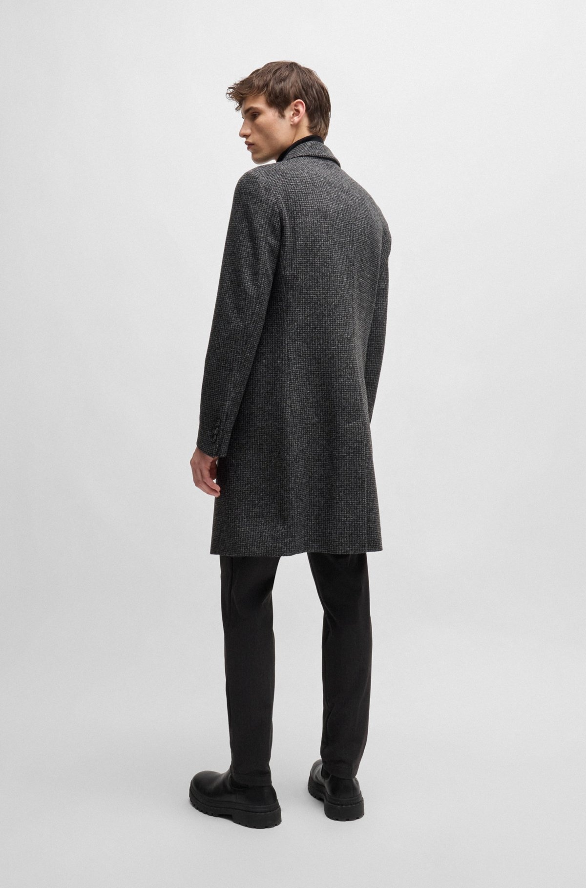 SLIM-FIT COAT IN PATTERNED JERSEY - 5