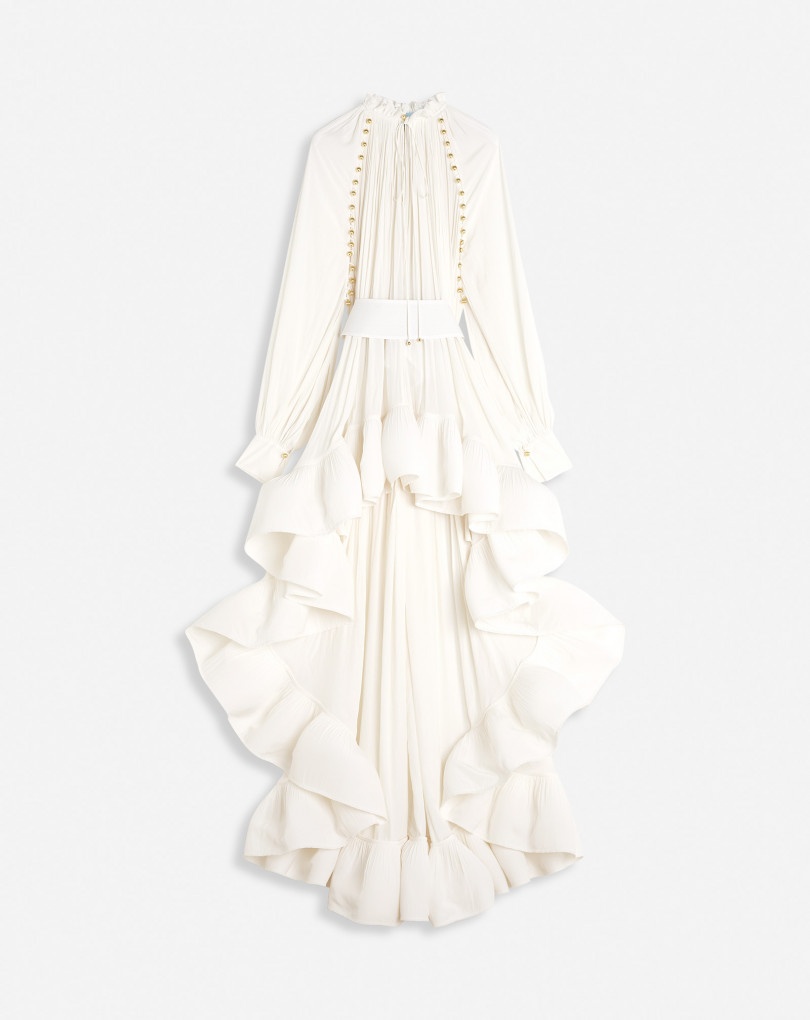 ASYMMETRICAL CHARMEUSE DRESS - 1