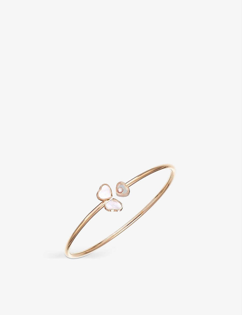 Happy Hearts Wings 18ct rose-gold, mother-of-pearl and diamond bangle 1
