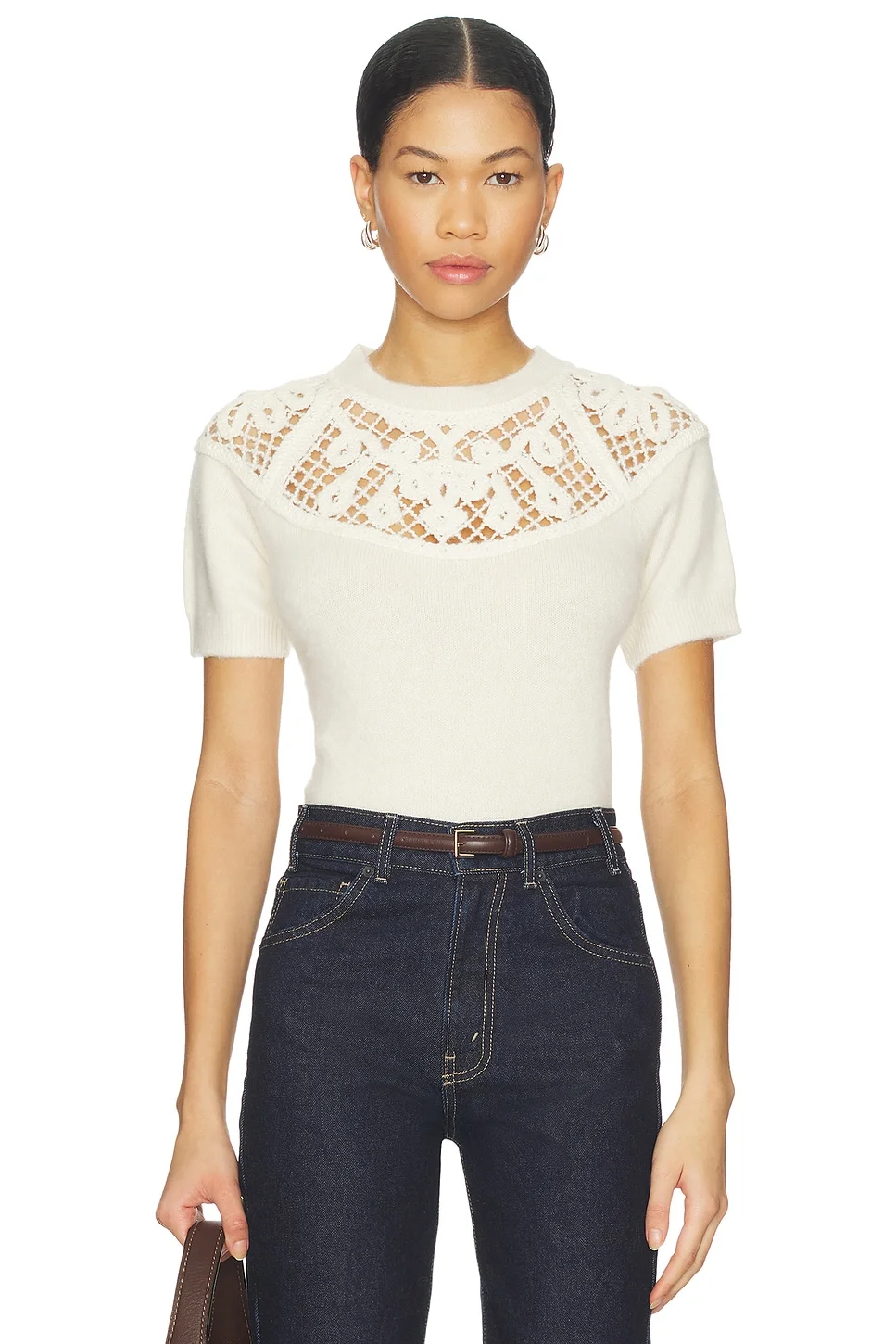 Lace Gathered Sweater - 1