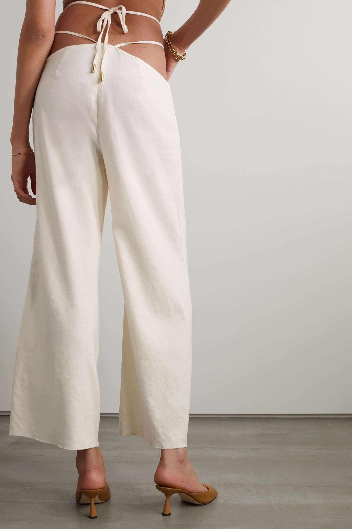 Tessa linen-blend wide-leg pants - 4