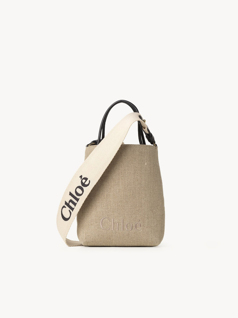 MICRO CHLOÉ SENSE TOTE BAG IN LINEN 1