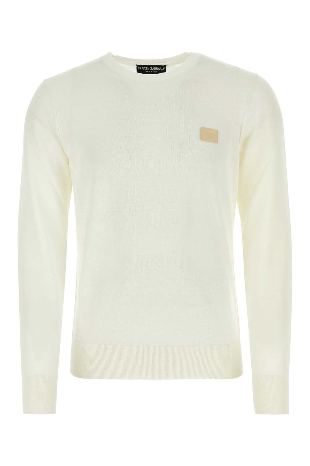 Dolce & Gabbana Men Ivory Linen Blend Sweater - 1
