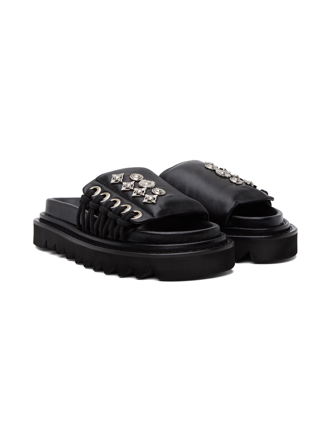 Black Lace-Up Sandals - 4