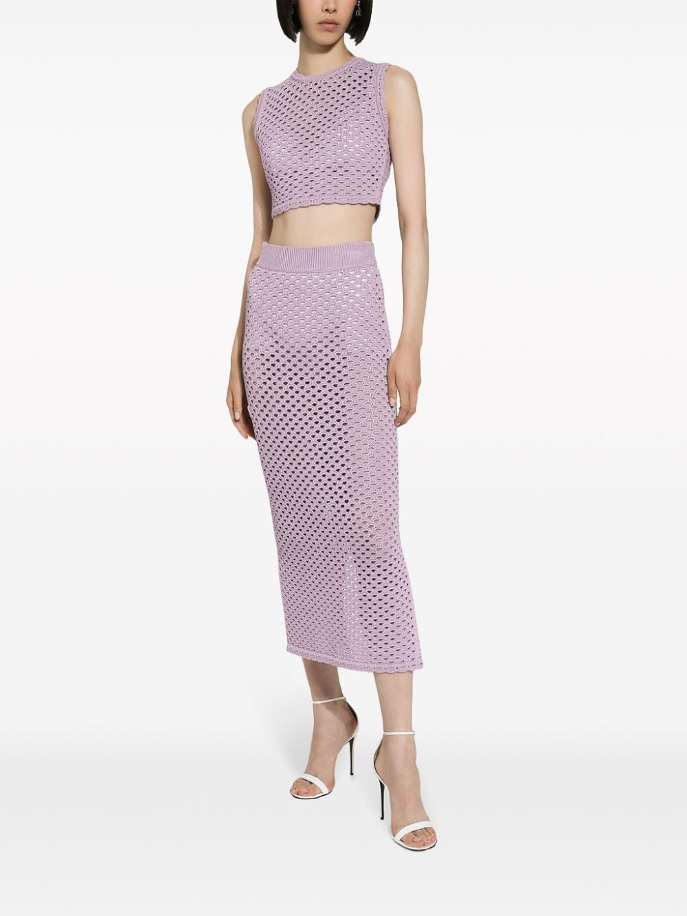 crochet-knit high-waist skirt - 3