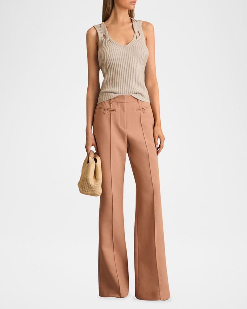 REISS Abbey Pintuck Flare-Leg Trousers outlook
