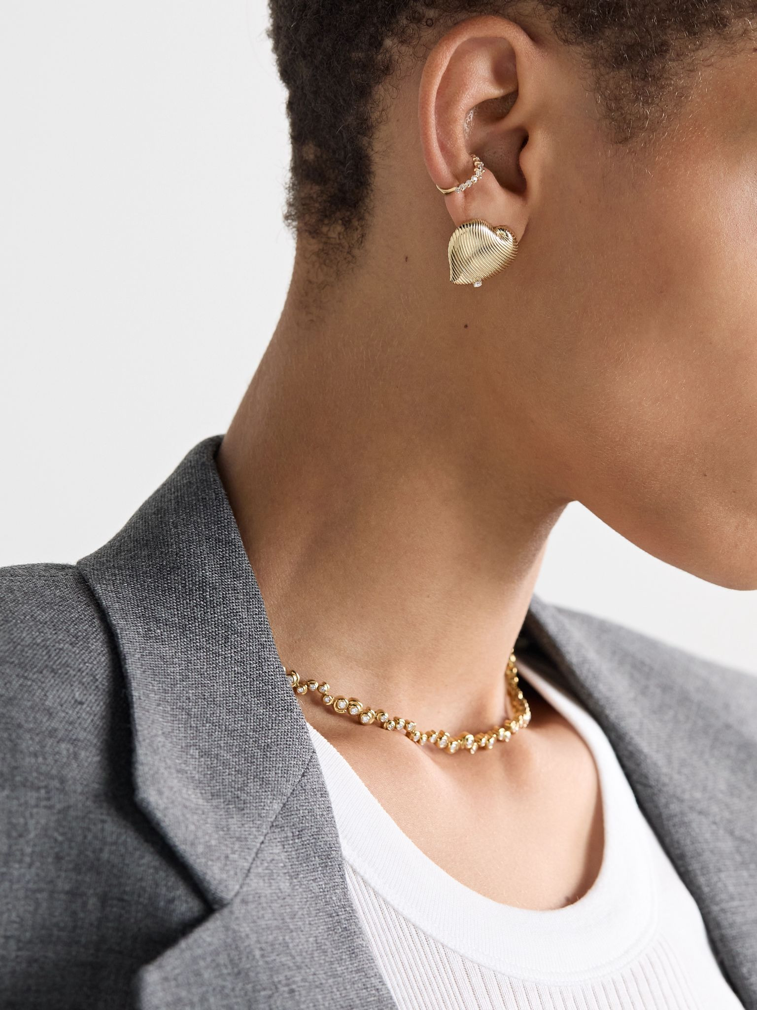9-karat gold diamond earrings Gold - 4