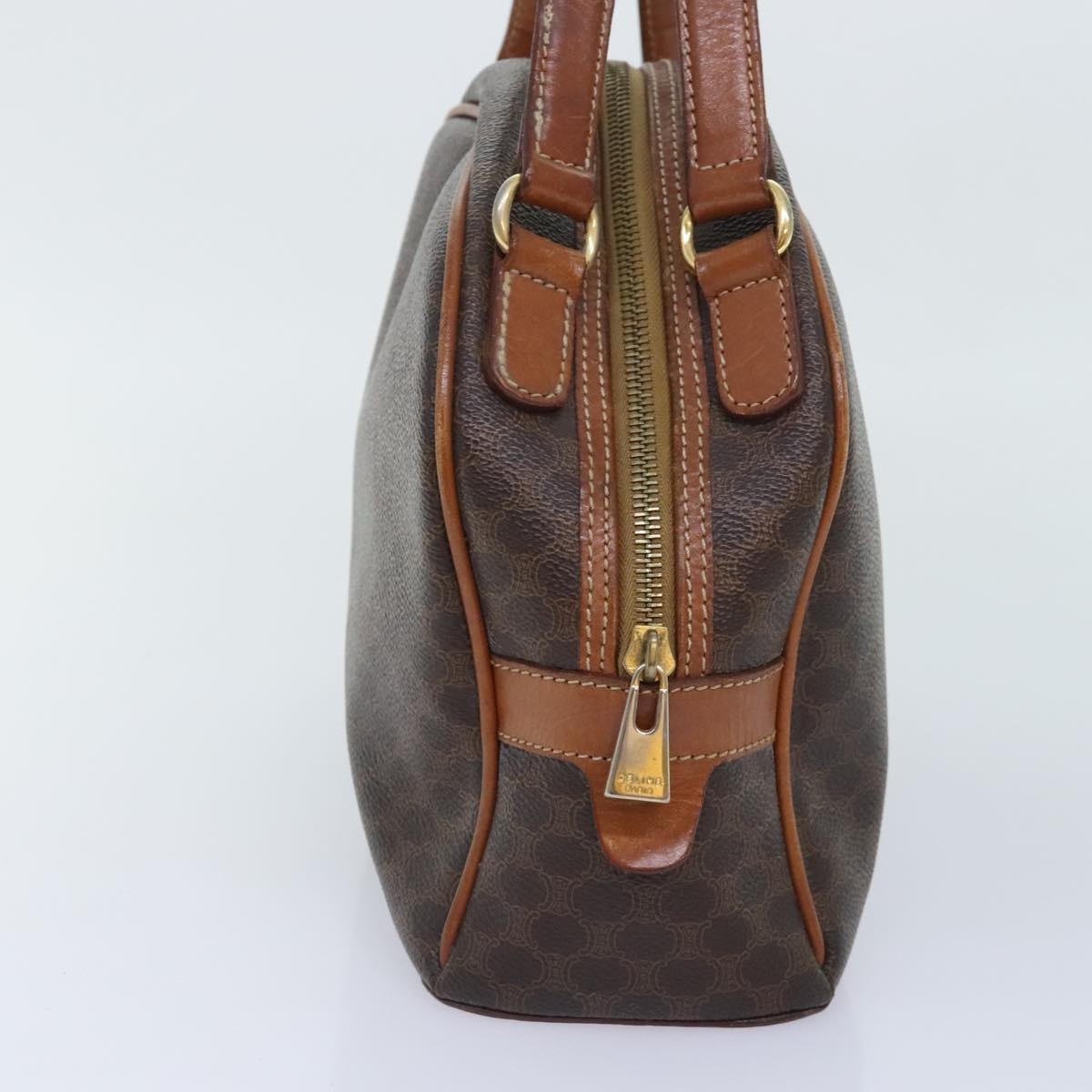 CELINE Macadam Canvas Hand Bag Pvc Leather Brown Gold - 3
