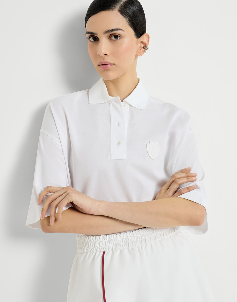Stretch cotton piqué polo shirt with logo 5