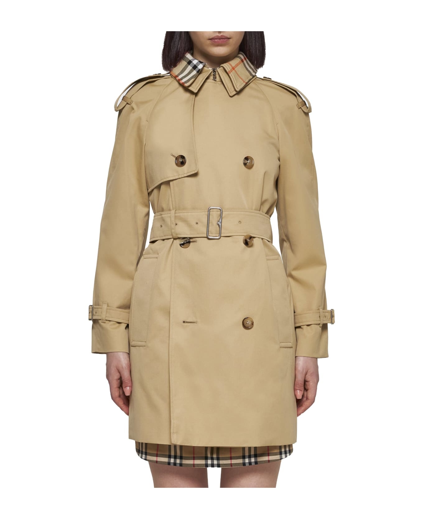 Raincoat With Check Collar - 3